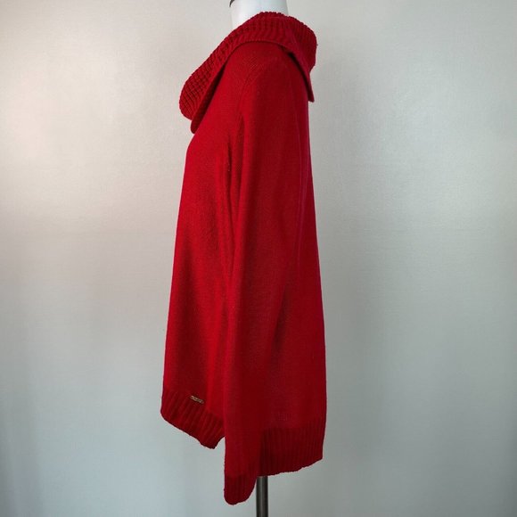 Calvin Klein Sweater Large Red Cowl Neck Pullover Women's Long Sleeve - Picture 4 of 12